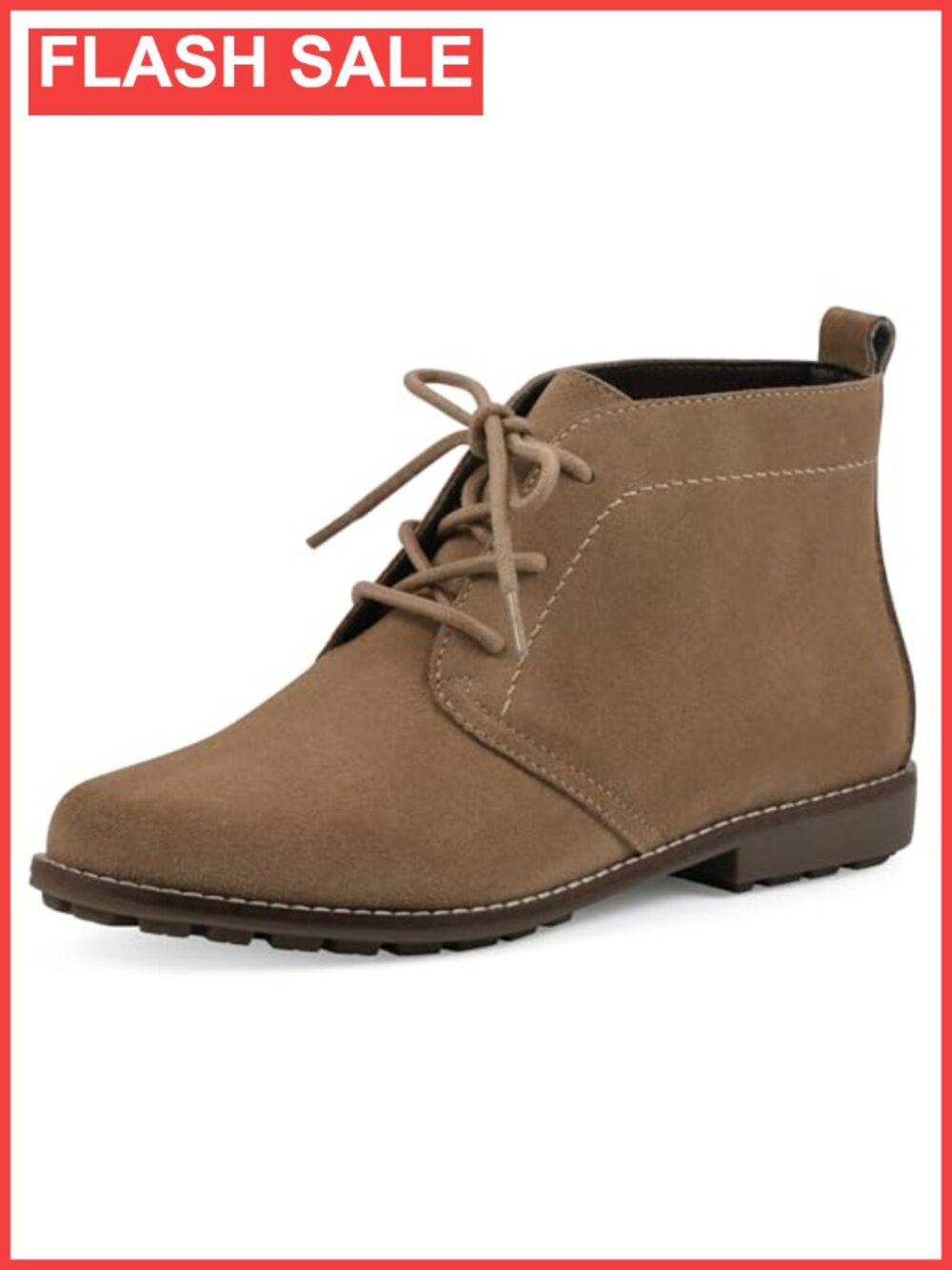 Auburn Suede Ankle Boot Round Toe Block Heel Cushioned Insole